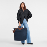 Longchamp Le Pliage Original Travel Bag Expandable Recycled Canvas in Navy