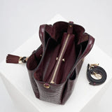 Luella Grey Etta Croc Small Tote In Black Cherry