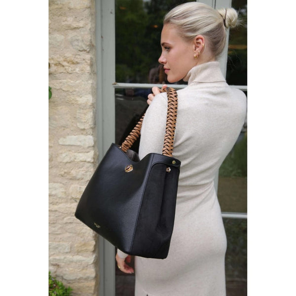 Luella Grey Adriana Woven Handle Hobo In Black