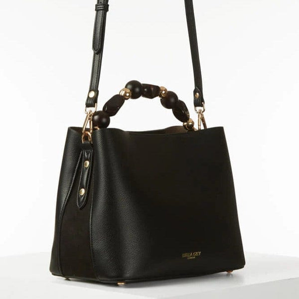 DANIELLE-BEADED HANDLE CROSSBODY TOTE BLACK DANIELLE-BEADED HANDLE CROSSBODY TOTE BLACK
