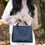 Luella Grey Danielle Beaded Handle Crossbody Tote in Black