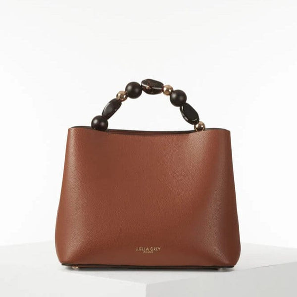 DANIELLE BEADED HANDLE CROSSBODY TOTE - CONKER DANIELLE BEADED HANDLE CROSSBODY TOTE - CONKER