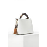 Luella Grey Demi Beaded Handle Crossbody Tote In White