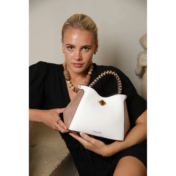 Luella Grey Kate Woven Handle Crossbody In White