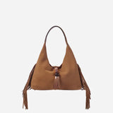 Luella Grey Paloma Suede Fringe Shoulder Bag in Camel