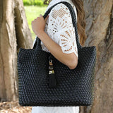 Luella Grey Saskia Black Large Woven Tote in Black