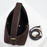 Luella Grey Roxanne Recycled Suede Grab Handle Bag In Chocolate