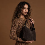 Luella Grey Roxanne Recycled Suede Grab Handle Bag In Chocolate