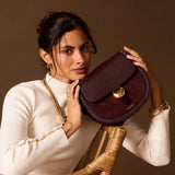 Luella Grey Venetia Saddle Crossbody In Black Cherry