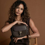 Venetia Chocolate Saddle Crossbody In Chcolate