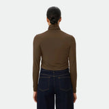 Masai Brooklyn Jersey Turtleneck Top In Slate Black