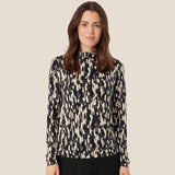 Masai Brooklyn Jersey Top In Black Mottled Print