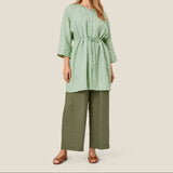 Masai Parini Full Length Linen Trousers In D. Lichen Green