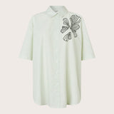 Masai Short-sleeve Stripe Irvine Shirt In Frosty Green