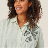 Masai Short-sleeve Stripe Irvine Shirt In Frosty Green