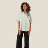 Masai Short-sleeve Stripe Irvine Shirt In Frosty Green