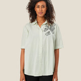 Masai Short-sleeve Stripe Irvine Shirt In Frosty Green