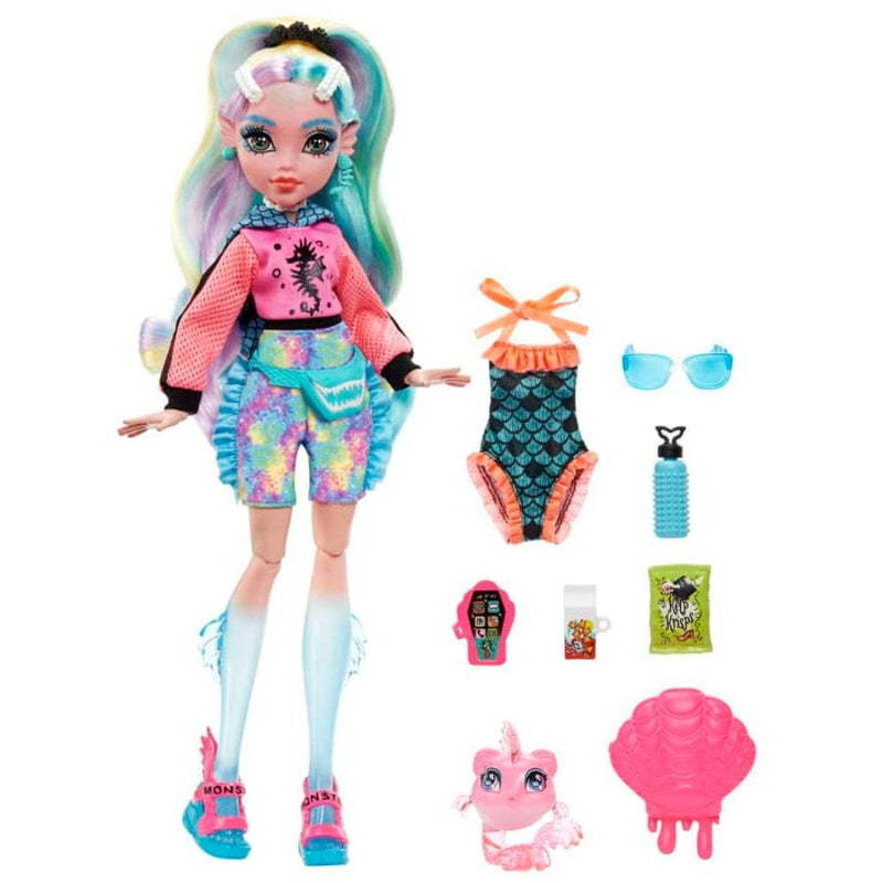 Monster High Lagoona Blue Doll with Pet Piranha, Colorful Streaked Hair