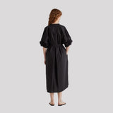 MEI MEIJ Abito Flower Sleeve Detail Dress In Nero