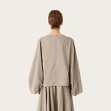 MeiMeij Blouse With Wide Sleeves In Taffeta Fabric In Aloe