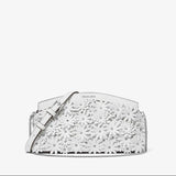Athena Floral Appliqué Convertible Clutch In Optic White