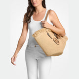 Isa Large Hand-Crocheted Fan Tote Bag In Peanut