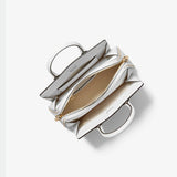 Laila Small Studded Leather Satchel In Optic White