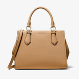Michael Kors Marilyn Medium Saffiano Leather Satchel in Camel