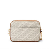 Michael Kors Bryant Medium Double Zip Chain Camera Crossbody In Vanilla Acrn