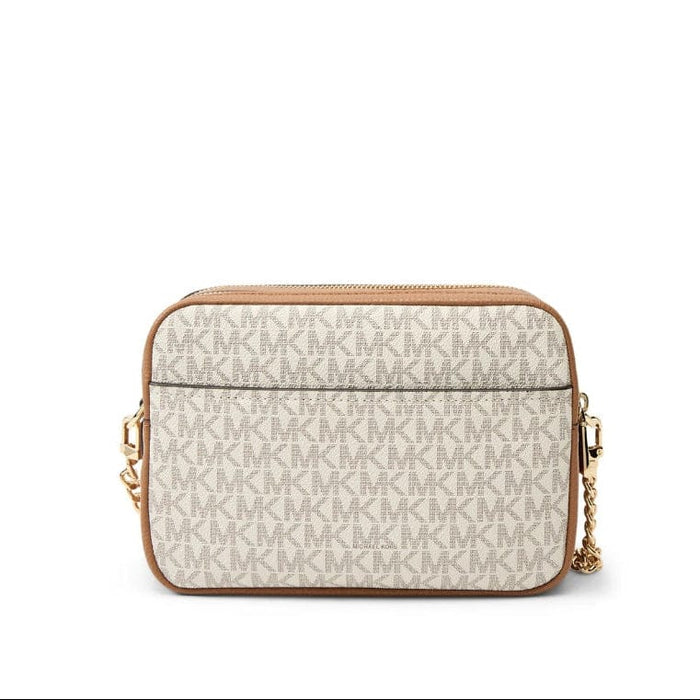 KMN♡ Michael Kors Bryant Medium Double Zip Chain Camera Crossbody In Vanill