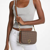 Michael Kors Delancey Medium Empire Signature Logo Messenger Bag In Brown
