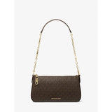 Michael Kors Empire Medium Signature Logo Chain-link Pochette In Brn/Acorn