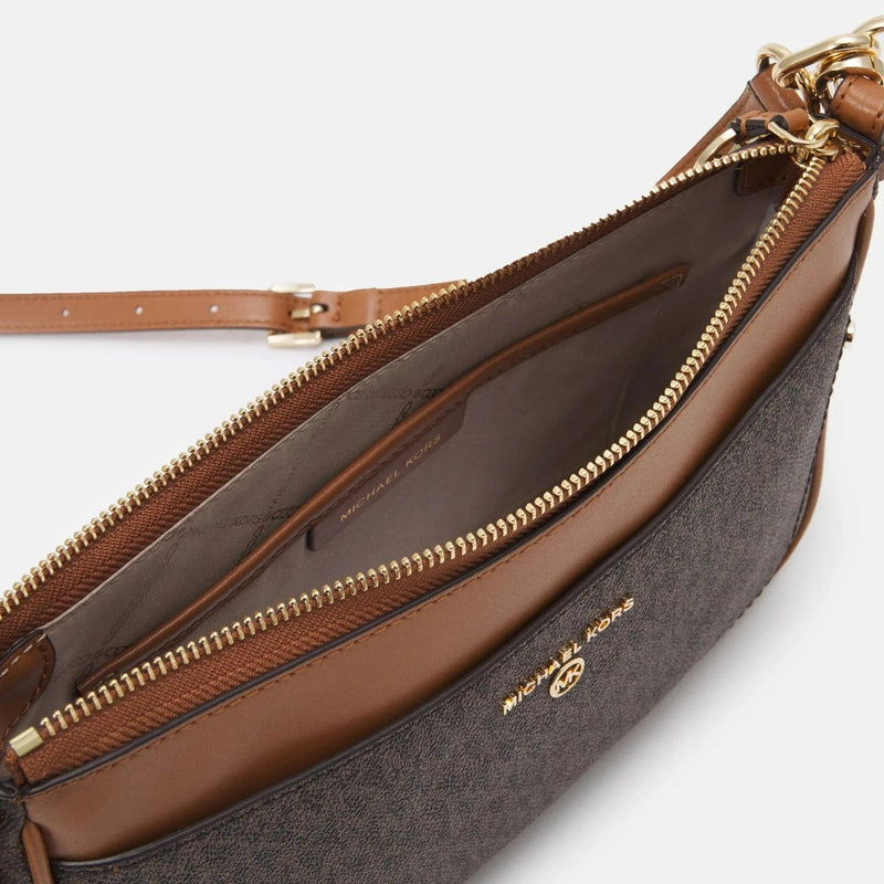 Michael Kors Jet Charm Pochette Crossbody Handbag Brown Acorn