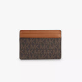Michael Kors Jet Set Charm Monogram Faux-leather Card Holder In Brown