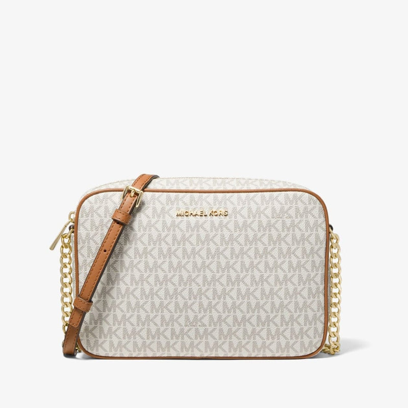 Michael Kors Bags | Michael Kors Large Messenger Crossbody Bag Vanilla | Color: Brown/White | Size: Os | Newexperience27's Closet