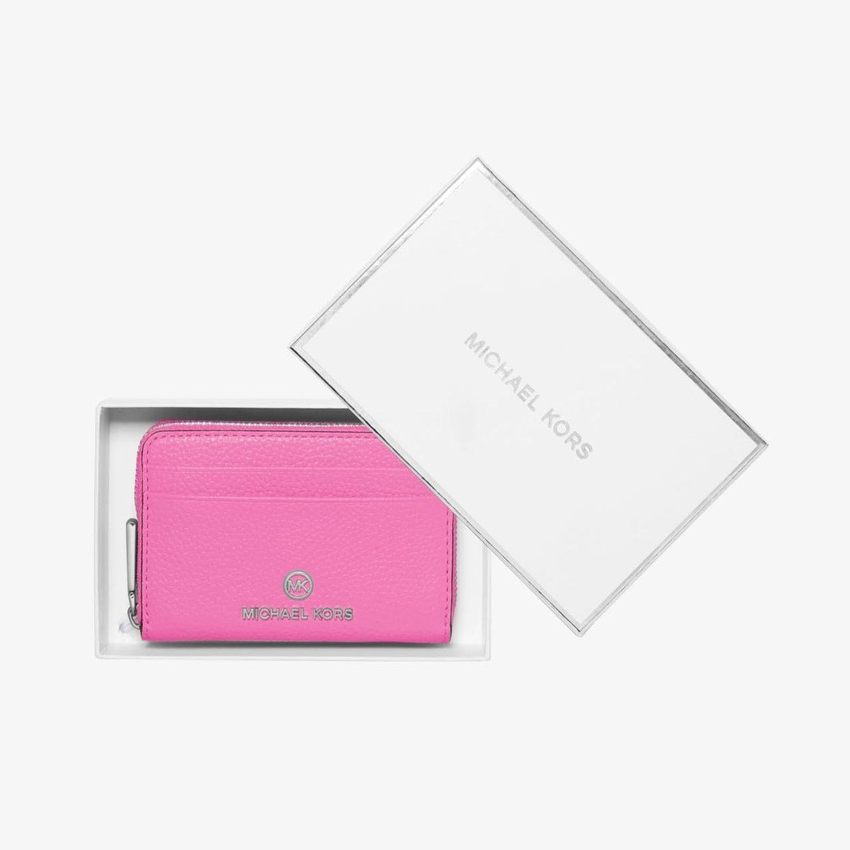Michael Kors Jet Set Small Pebbled Leather Wallet Cerise
