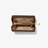 Michael Kors Jet Set Small Signature Logo Zip-Around Card Case In Brown