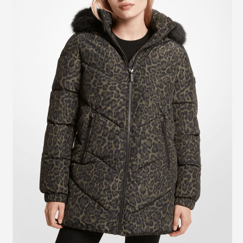 Michael kors leopard puffer jacket deals