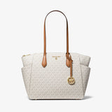 Michael Kors Marilyn Medium Logo Tote Bag Vanilla/Acorn