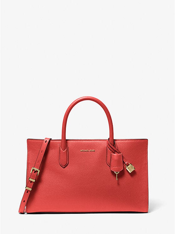Michael Kors Scarlett Medium Leather Satchel in Burnt Sienna