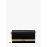 Michael Kors Mona Large Saffiano Leather Clutch In Black