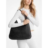 Michael Kors Nolita Large Nubuck Hobo Shoulder Bag In Black