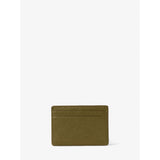 Michael Kors Pebbled Leather Card Case In Safari Green
