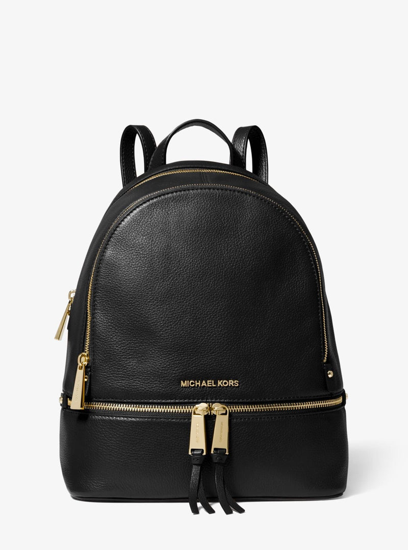 Michael Kors Rhea Medium Leather Backpack in Black