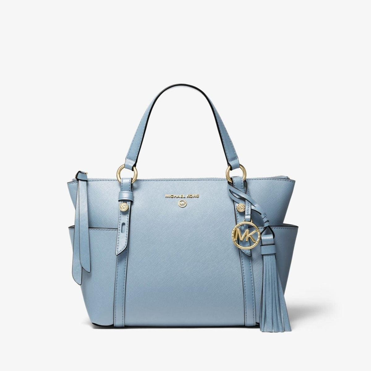 Michael Kors Sullivan Small Saffiano Leather Top-Zip Tote Bag Pale Blu