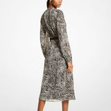 Michael Kors Zebra Georgette Midi Dress, Bone