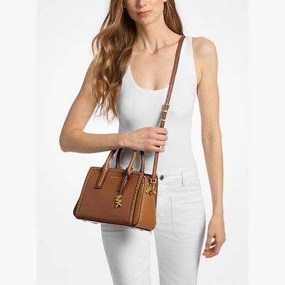 MICHAEL Michael Kors Laila Small Studded Leather Satchel In Luggage