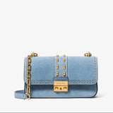MICHAEL Michael Kors Tribeca Small Studded Suede Shoulder Bag In Chambray