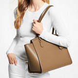 Micheal Kors Chantal Large Pebbled Leather Tote Bag - Husk