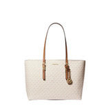 Quinn Large Signature Logo and Leather Tote Bag In Vanilla Acorn